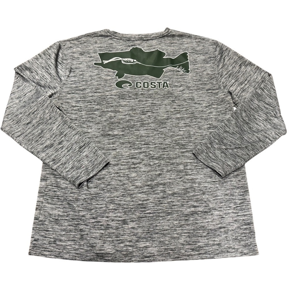 Costa Tech Species Bass Performance Long Sleeve Shirt Gray Green Size Large